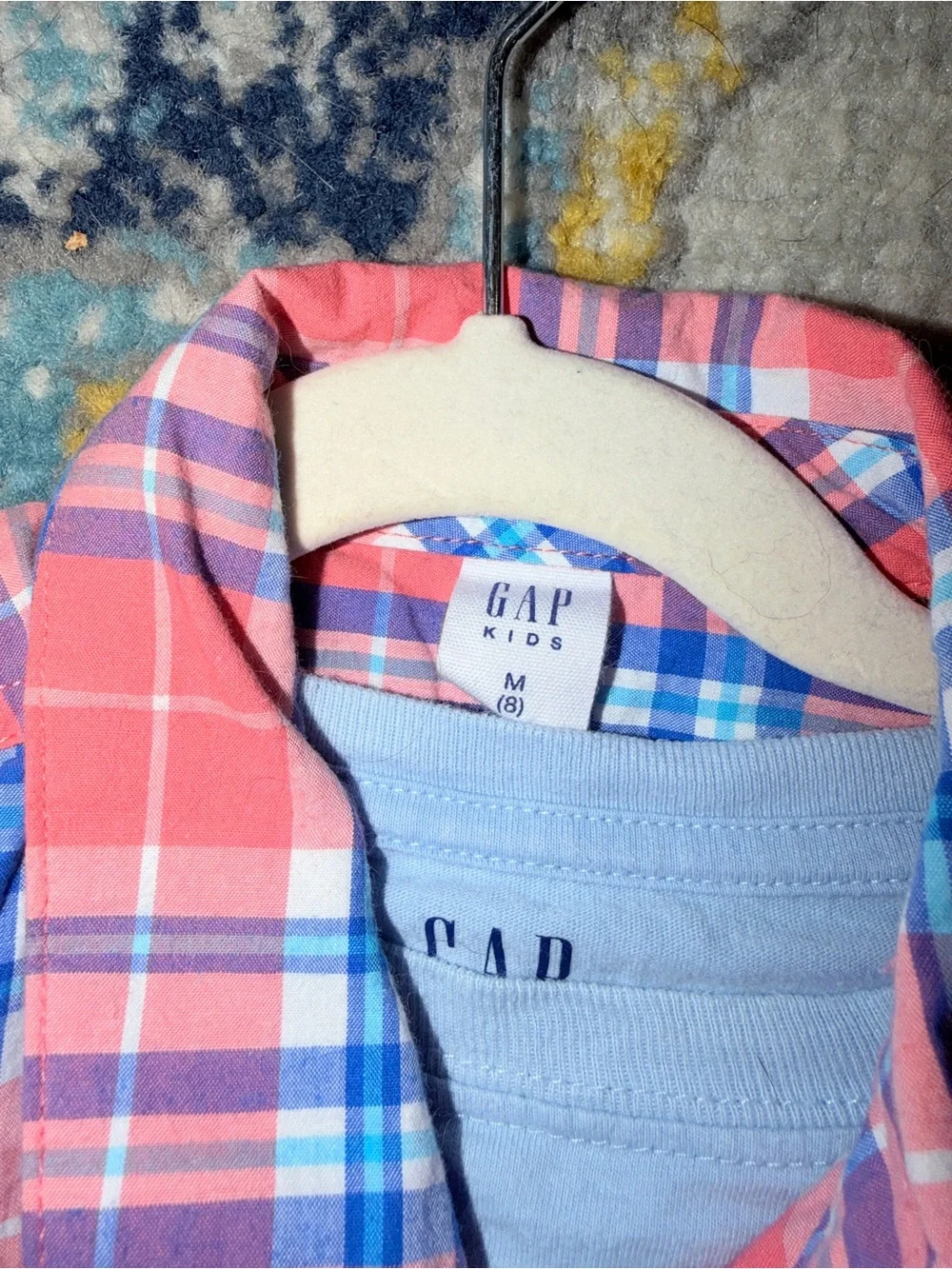 GAP Kids 2-Piece Outfit | Plaid Button Down Shirt + Blue Graphic Tee